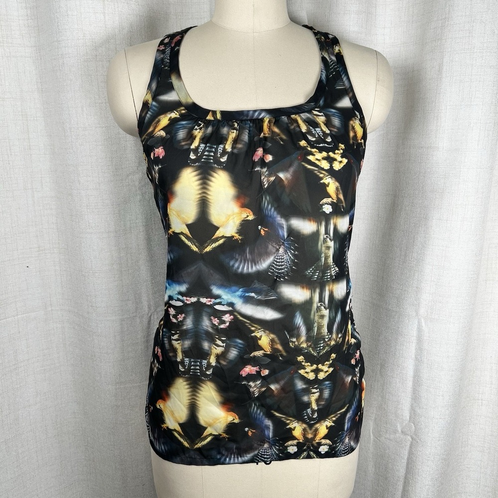 Ted Baker Birds Of Paradise Tank Top Black Abstract Canary Women's EU 2 US Small